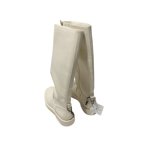 ZARA RUBBERIZED KNEE HIGH BOOTS ECRU - Picture 9 of 9